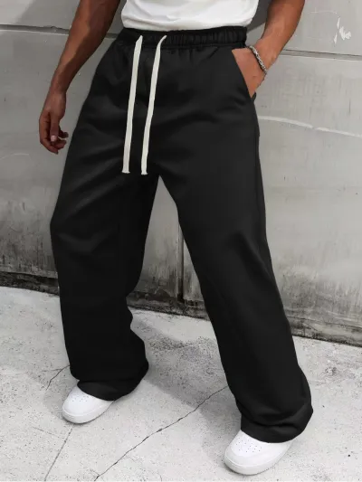 Men's Casual Solid Color Loose Drawstring Pants