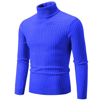 Men's Fashion Simple High Neck Long Sleeve Knitted Sweater for Autumn Winter