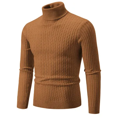 Men's Fashion Simple High Neck Long Sleeve Knitted Sweater for Autumn Winter
