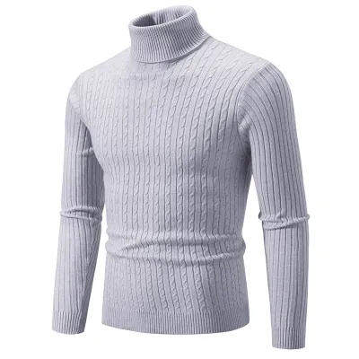 Men's Fashion Simple High Neck Long Sleeve Knitted Sweater for Autumn Winter