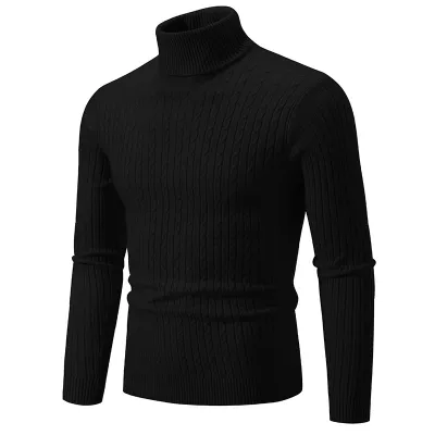 Men's Fashion Simple High Neck Long Sleeve Knitted Sweater for Autumn Winter
