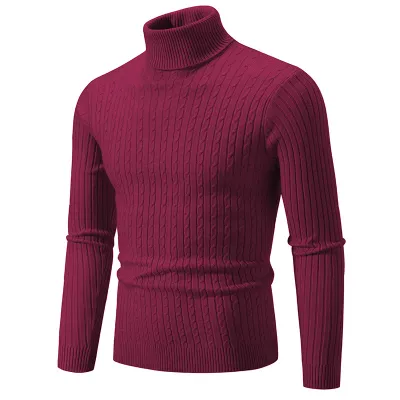 Men's Fashion Simple High Neck Long Sleeve Knitted Sweater for Autumn Winter