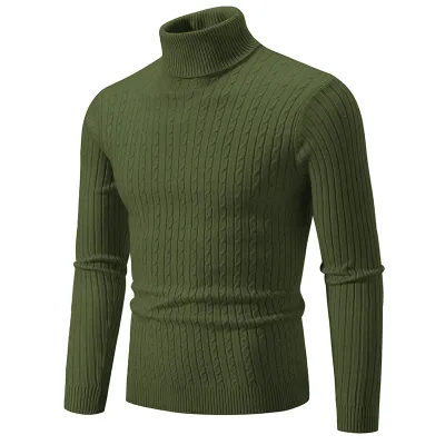 Men's Fashion Simple High Neck Long Sleeve Knitted Sweater for Autumn Winter
