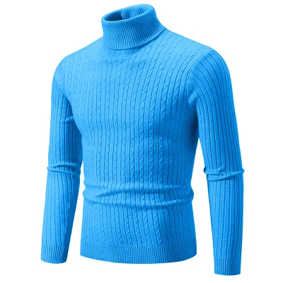 Men's Fashion Simple High Neck Long Sleeve Knitted Sweater for Autumn Winter