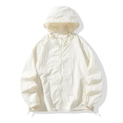 Men's Casual Summer Solid Color Breathable Ice Silk Hooded Coat