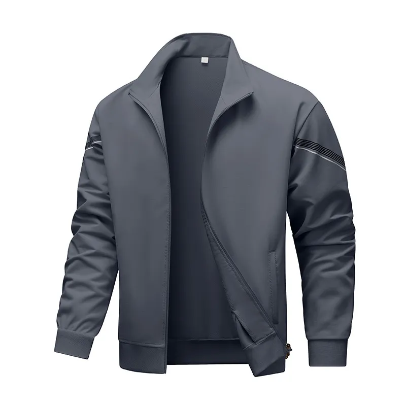 Men's Fashion Casual Spring Autumn Solid Color Long-Sleeve Stand-Up Collar Jacket