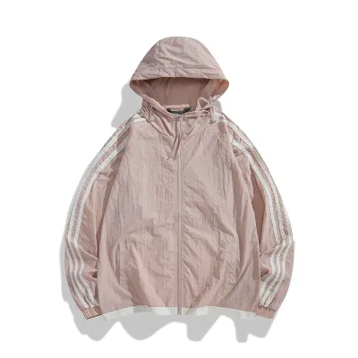 Men's Fashion Casual Summer Stripe Ultra-Thin Long-Sleeve Hooded Coat