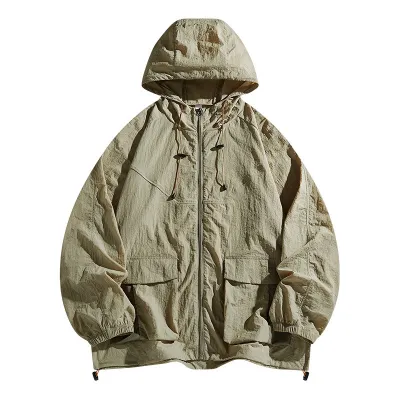Men's Fashion Casual Summer Outdoor Solid Color Long-Sleeve Loose Coat with Embroidery