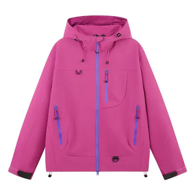Men Fashion Casual Spring Solid Color Windproof Waterproof Long-Sleeve With Hat Jacket
