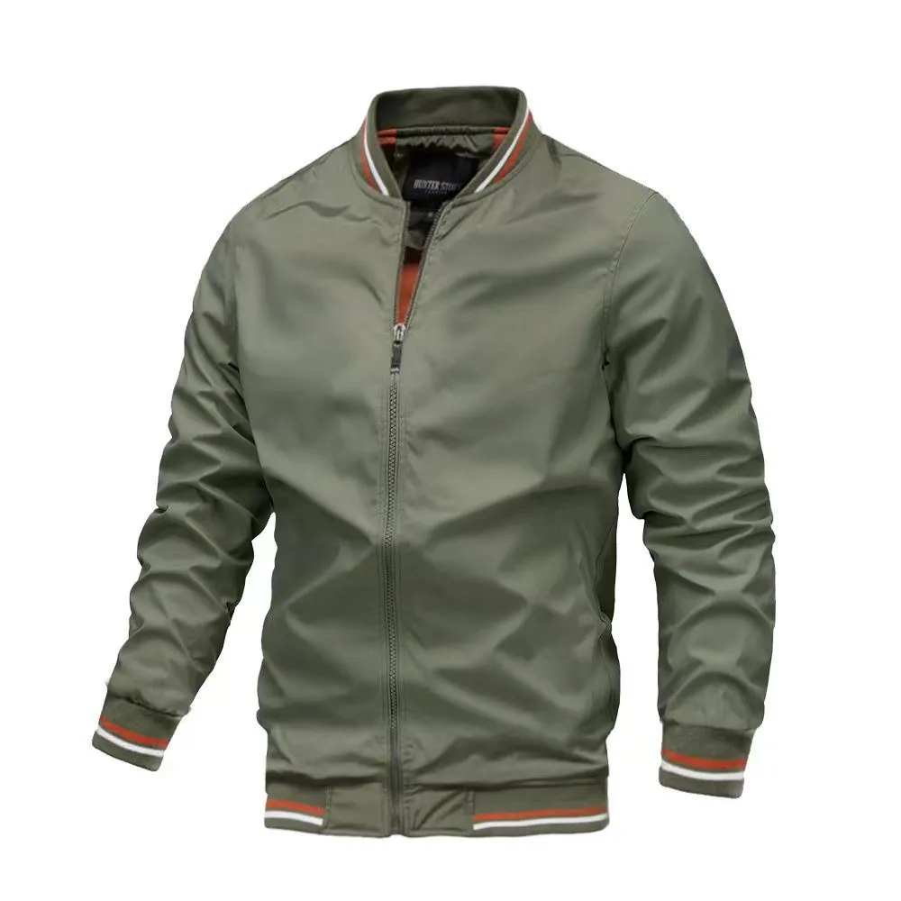 Men's Exercise Casual Thin Long-Sleeve Zipper Jacket in Solid Color