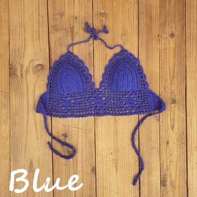 Women Fashion Sexysolid Color Handmade Crochet Swimsuit Bikini Top