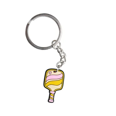 Fashion Creative Pickleball Pendant Keychain Soft Rubber PVC