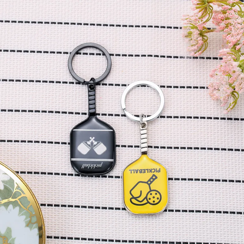 Fashion Creative Metal Pickleball Racket Pendant Keychain