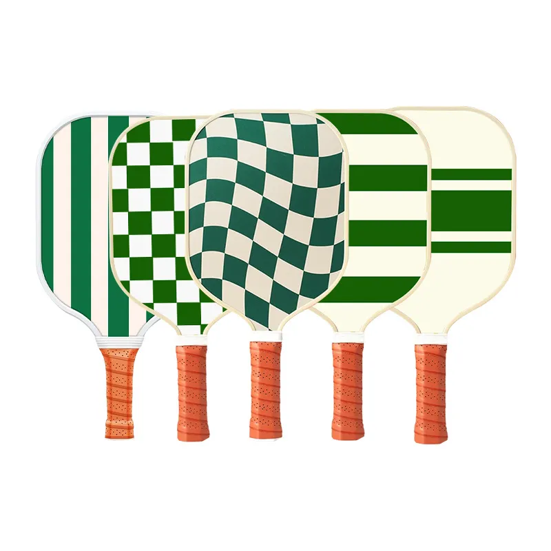 Fashion Fiberglass Geometric Plaid Stripe Printed Pattern Pickleball Paddle