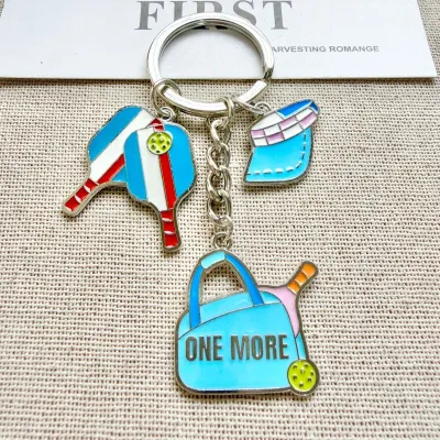 Fashion Creative Alloy Oil Pickleball Keychain