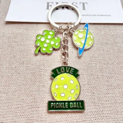 Fashion Creative Alloy Oil Pickleball Keychain