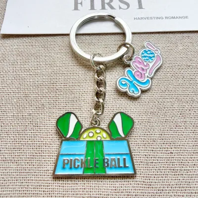 Fashion Creative Alloy Oil Pickleball Keychain