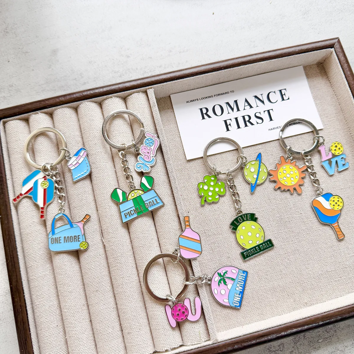 Fashion Creative Alloy Oil Pickleball Keychain