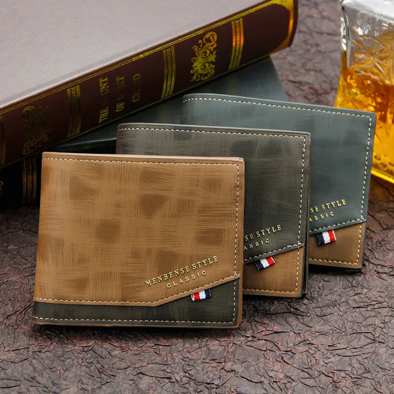 Men Fashion Casual Bronzing Printed Frosted Multi-Card Holder Large Capacity Wallet