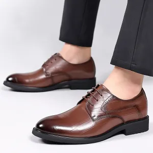 Men's Fashion Business Casual Leather Shoes Steel Toe Lace Up Low Top