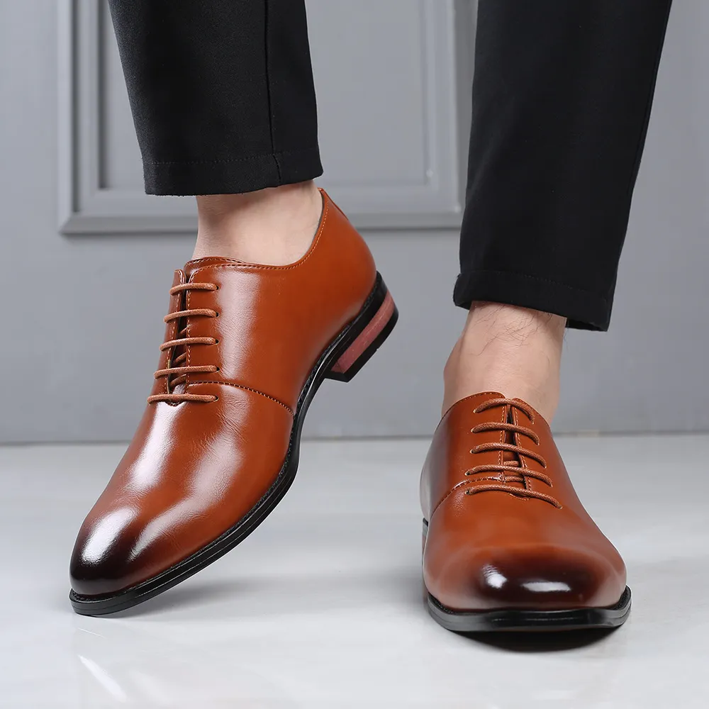 Men's Fashion Pointed Toe Lace Up Business Leather Shoes