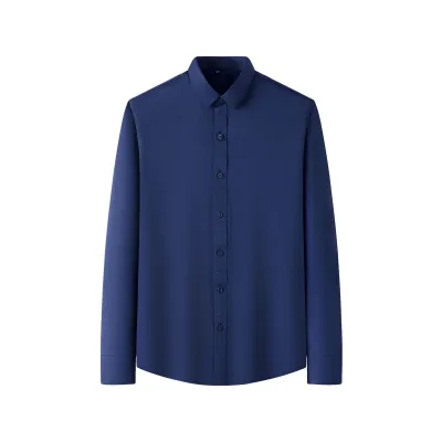 Men Fashion Casual Business Solid Color Four-Way Stretch Non-Ironing Dress Shirt