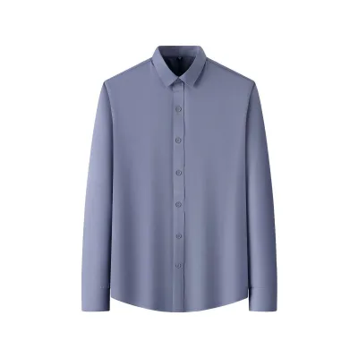Men Fashion Casual Business Solid Color Four-Way Stretch Non-Ironing Dress Shirt