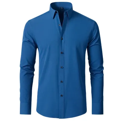 Men Fashion Casual Business Stretch Non-Ironing Long Sleeve Dress Shirt