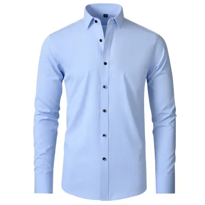 Men Fashion Casual Business Stretch Non-Ironing Long Sleeve Dress Shirt