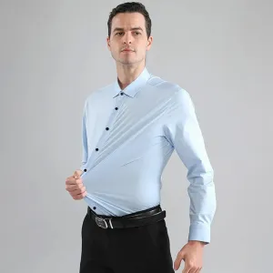 Men Fashion Casual Business Stretch Non-Ironing Long Sleeve Dress Shirt