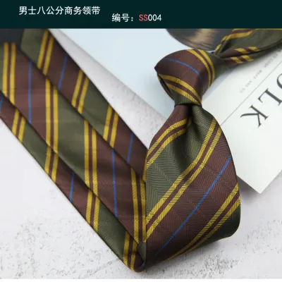 Men's Business 8cm Stripe Jacquard Tie with Cashew Pattern