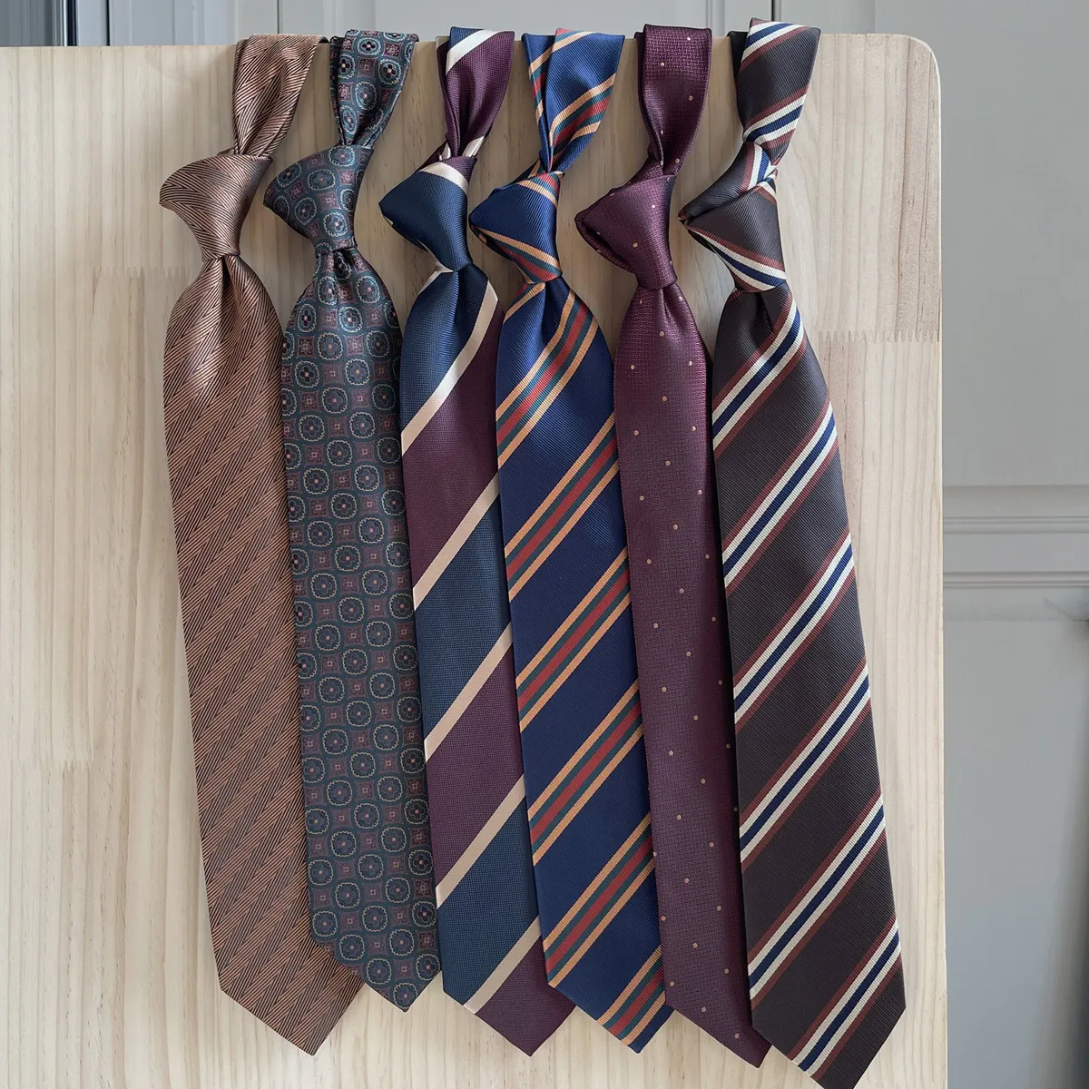Men's Business 8cm Stripe Jacquard Tie with Cashew Pattern