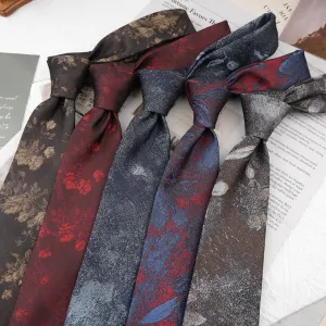 Men's Fashion Retro Business Polyester Floral Jacquard Tie 8cm
