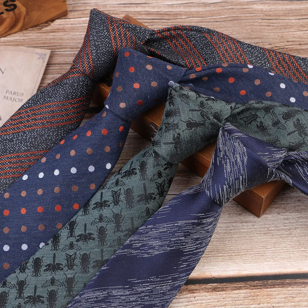 Men's Fashion Casual Business 7cm Polyester Polka Dot Stripe Tie