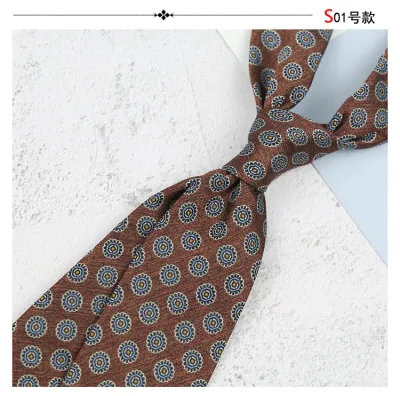 Men Fashion Business Maillard Color Style 8cm Wide Stripe Tie