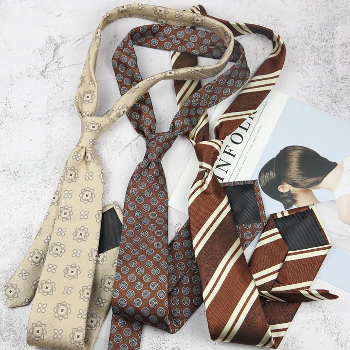 Men Fashion Business Maillard Color Style 8cm Wide Stripe Tie