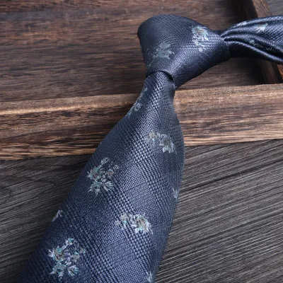 Men'S Fashion Business Black Grey 8Cm Jacquard Tie