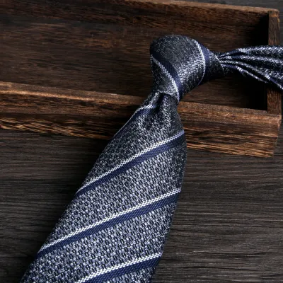 Men'S Fashion Business Black Grey 8Cm Jacquard Tie