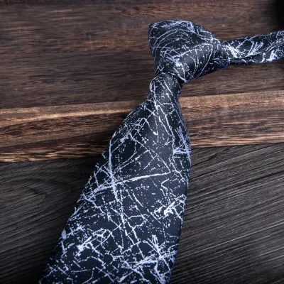 Men'S Fashion Business Black Grey 8Cm Jacquard Tie