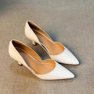 Women Fashion Solid Color Pointed Toe Slip-On Pumps High Heels Shoes