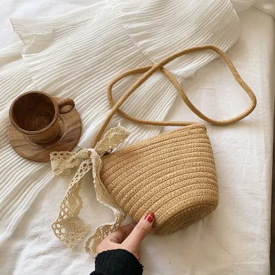 Women Fashion Casual Straw Woven Vacation Crossbody Bags Mini Summer Bag