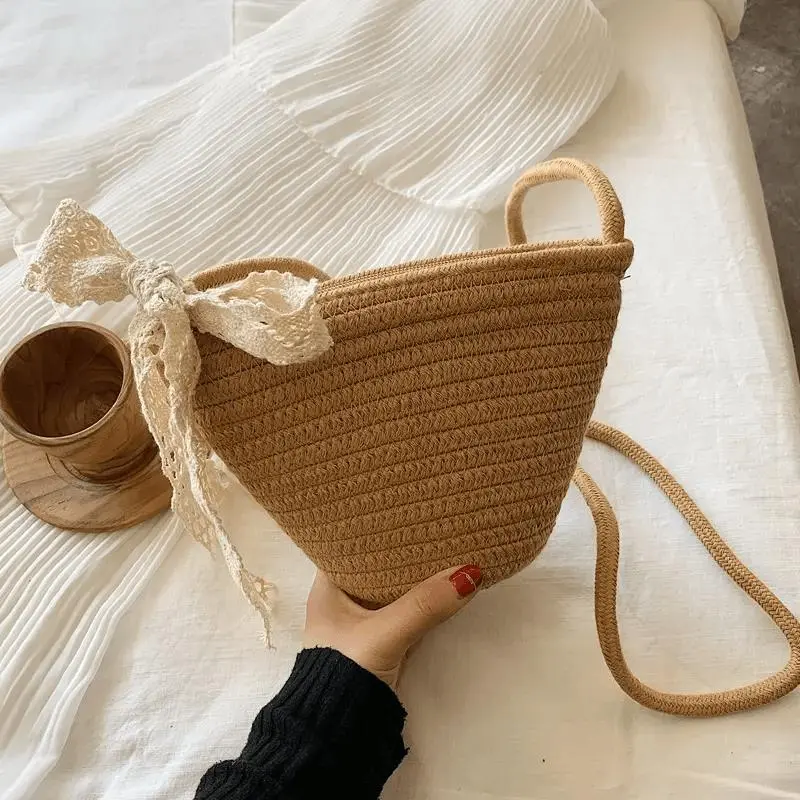 Women Fashion Casual Straw Woven Vacation Crossbody Bags Mini Summer Bag