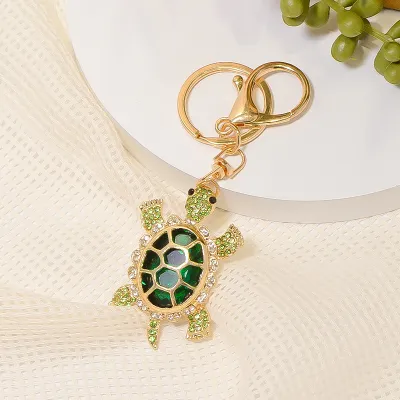 Fashion Cartoon Turtle Rhinestone Keychain Metal Alloy Bag Keychain