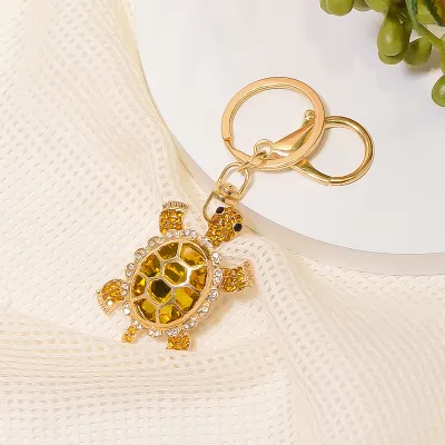 Fashion Cartoon Turtle Rhinestone Keychain Metal Alloy Bag Keychain