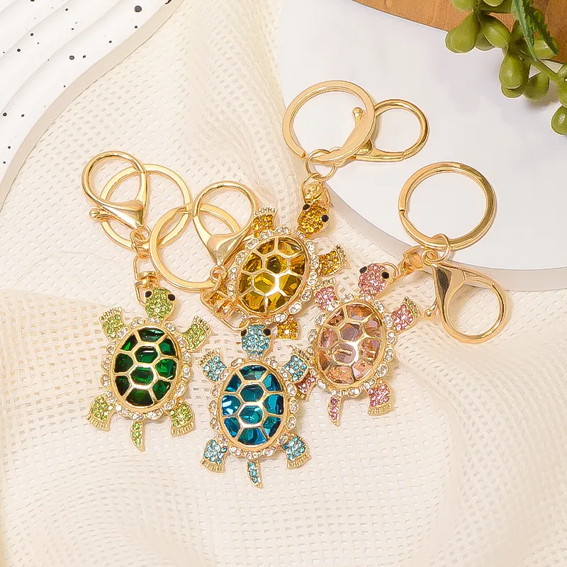 Fashion Cartoon Turtle Rhinestone Keychain Metal Alloy Bag Keychain