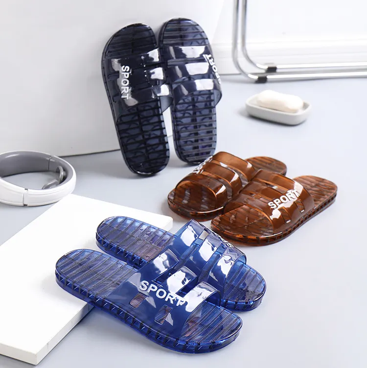 Men's Fashion Casual Summer Solid Color Crystal Hollow Plastic Slippers