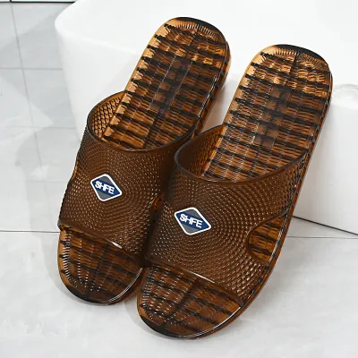 Men Fashion Casual Solid Color Crystal Transparent Non-Slip Flat Plastic Slippers