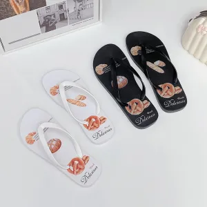 Men Fashion Casual Printed PVC Flat Slippers with Drawstring
