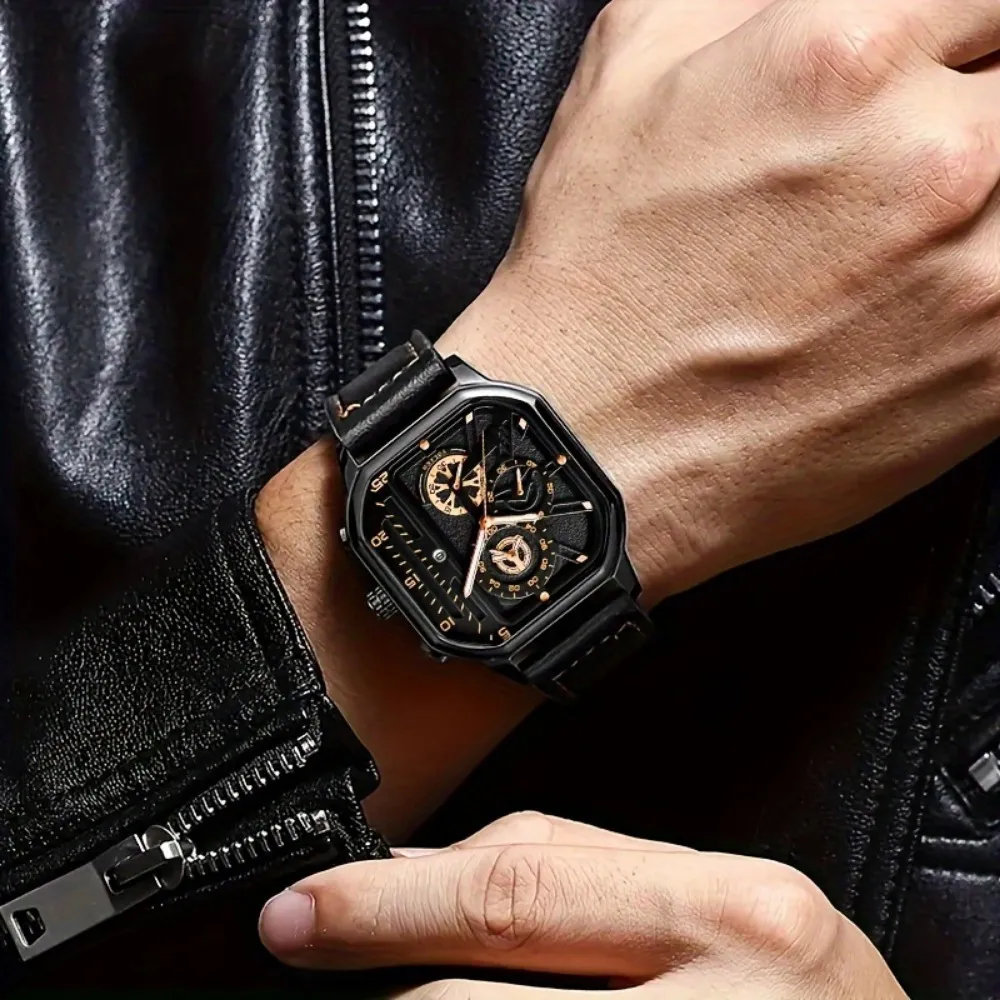 Men's Fashion Casual Square Dial Quartz Watch