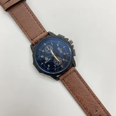Men's Fashion Casual Belt Quartz Watch Large Dial 53mm